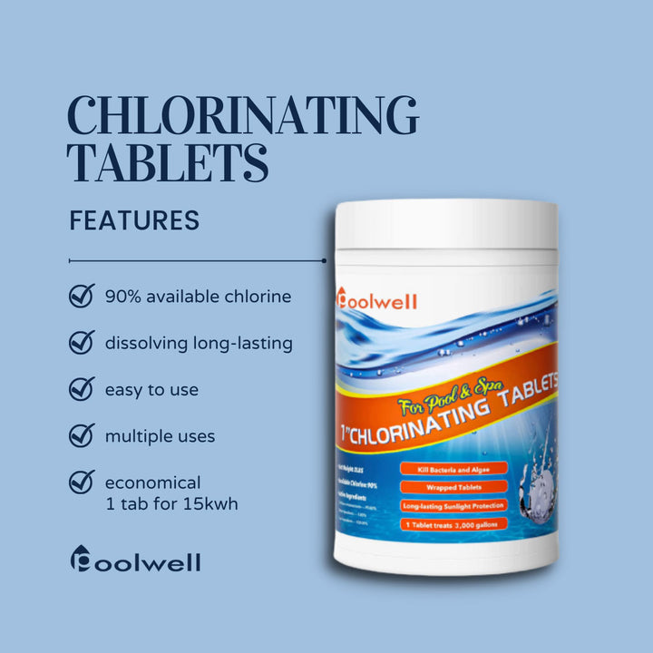 Poolwell Chlorine Tablets 3 inch, Chlorine Tabs for Pool, Hot Tubs, Sp ...