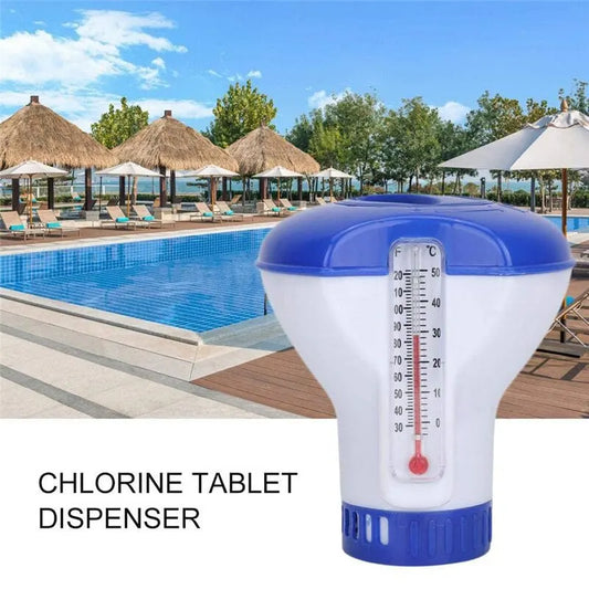 Swimming Pool Floating Chlorine Dispenser with Thermometer