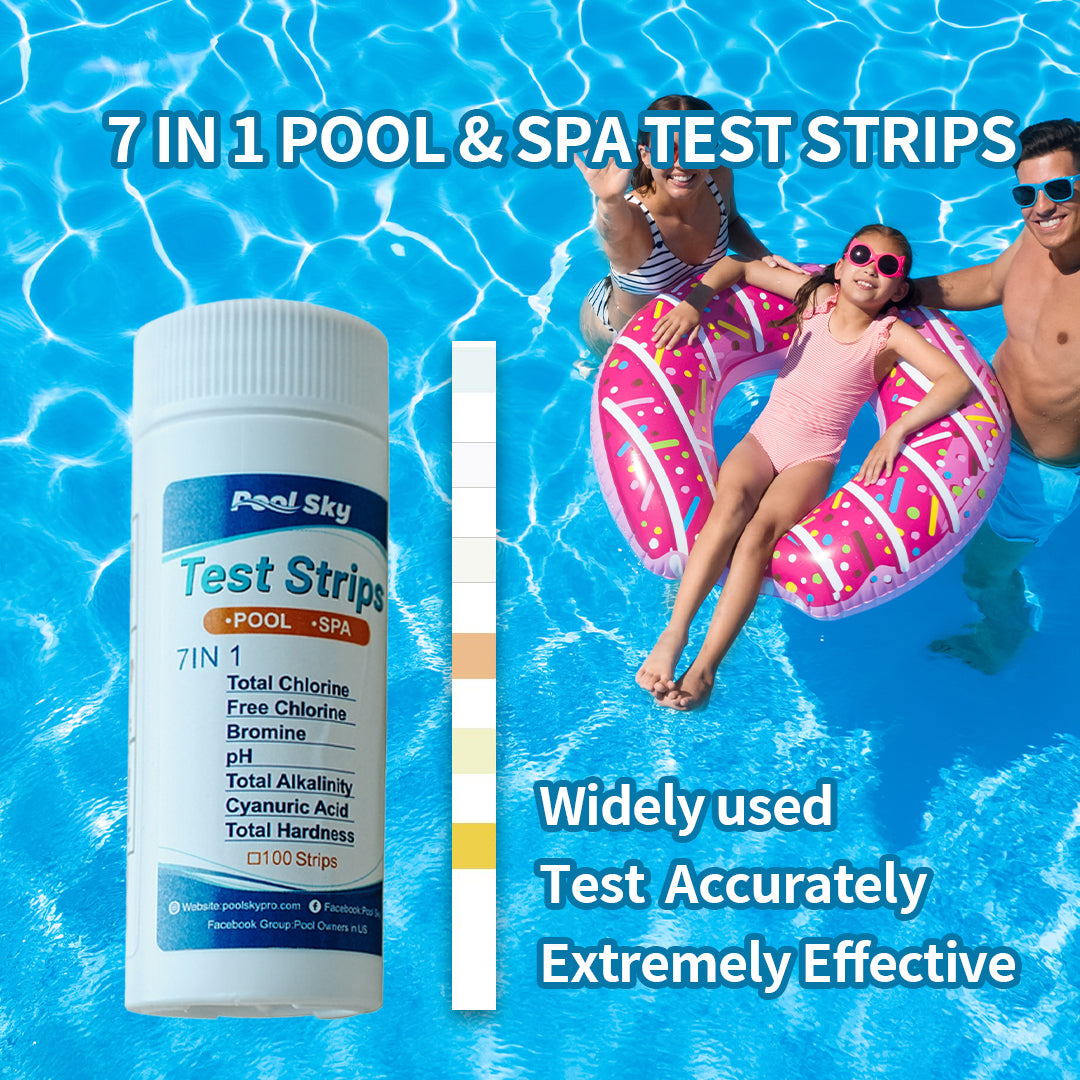 7 in 1 Swimming Pool PH Test Paper Multipurpose Chlorine/PH/Bromine Test Strips Swimming Pool Water Tester Paper